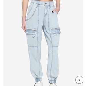 Indigo Denim Side Chain Girls Jogger Pants